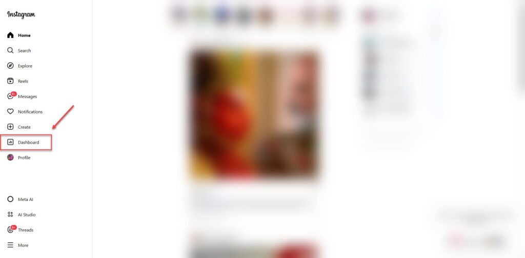click on dashboard in instagram