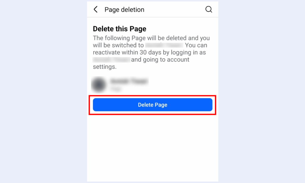 click on delete page button