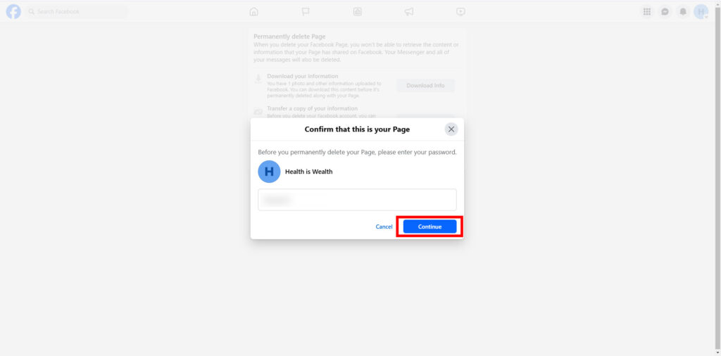 confirm page deletion