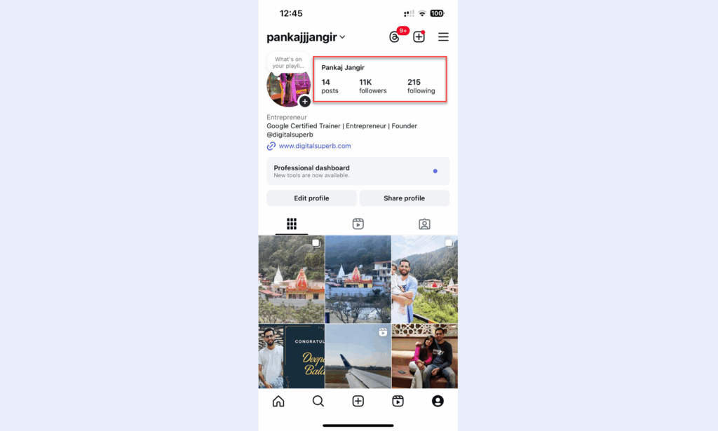 open instagram profile