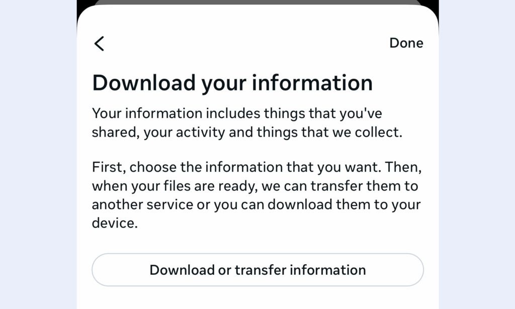 Download or Transfer Information