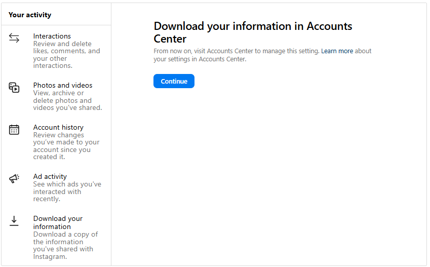 download your information
