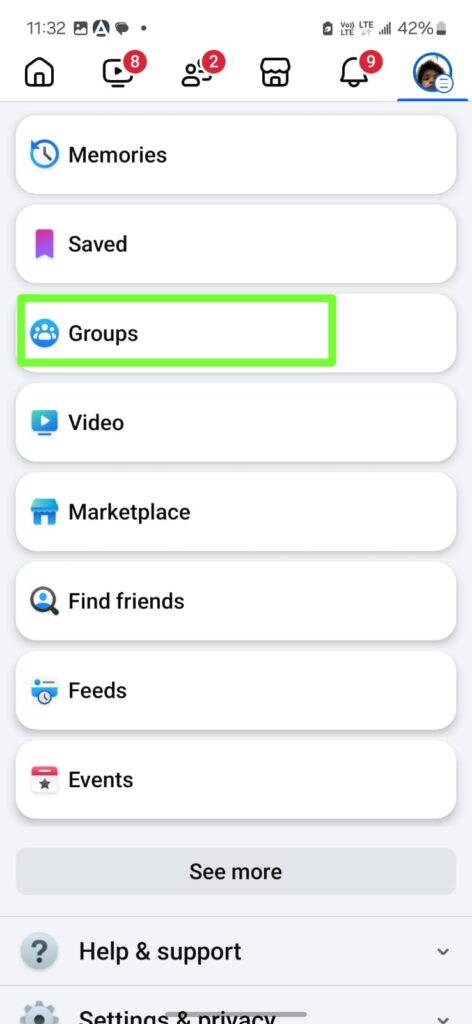 select groups in facebook