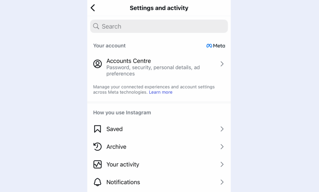 your activity instagram mobile