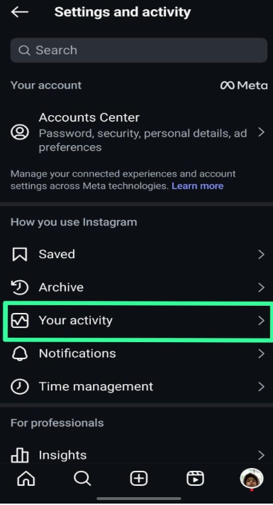 Checking Instagram Activity