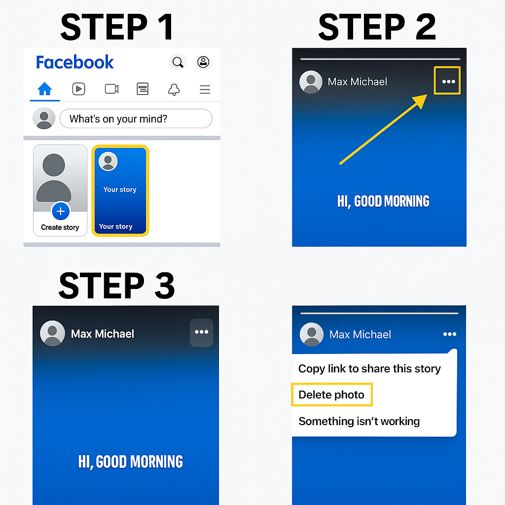 Facebook Story Delete in Desktop
