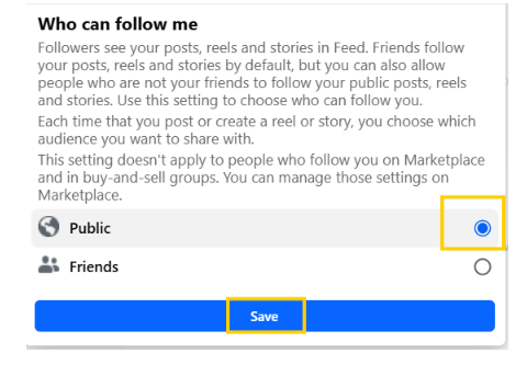 Click on Public