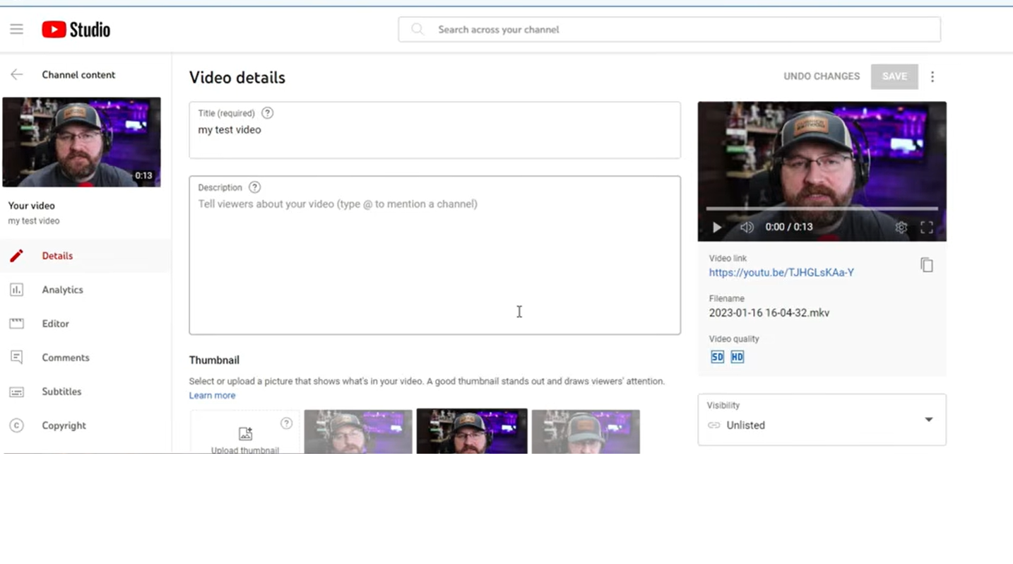 make a youtube channel